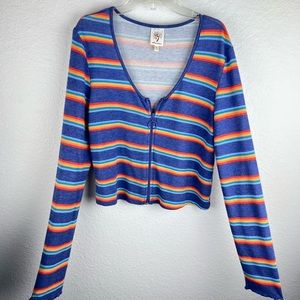 ❤️ Lavender Rainbow Striped Cropped Long Sleeve Top